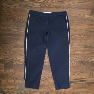 J. Crew Navy Crop Pants With White Piping